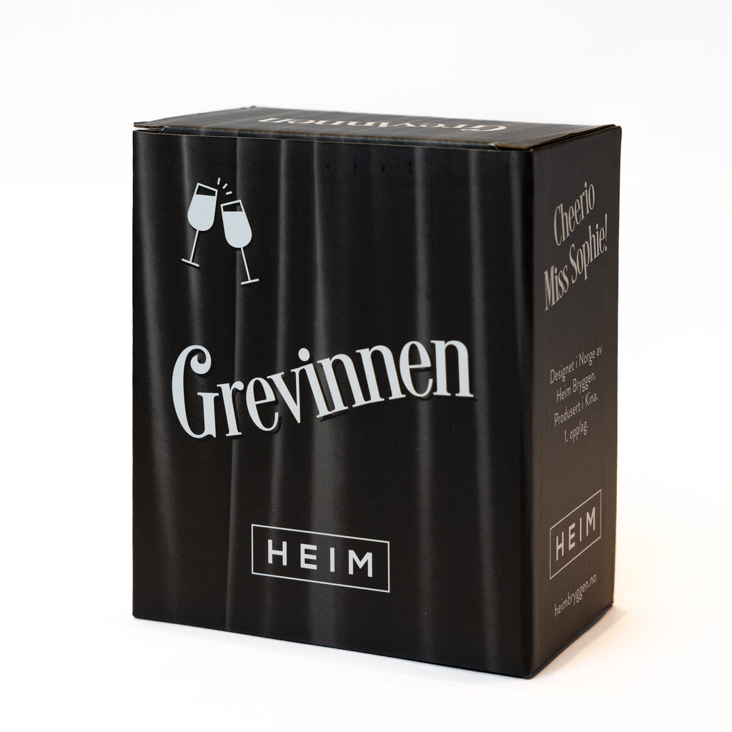 GREVINNEN OG HOVMESTEREN Julekuler - By HEIM Studio i svart gaveeske med borddekorsinspirasjon og elegant design