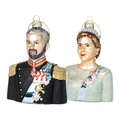 FREDERIK og MARY Julekuler - By HEIM Studio i dekorative kongelige design med detaljerte farger og gullglitter