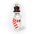 MUMMIPAPPA Julekule - MOOMIN by HEIM i hvit glass med sort flosshatt og rødstripet strikkeskjerf til jul